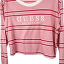 Guess Y2K  Top Los Angeles Pink Striped Cropped Long Sleeve T-Shirt Photo 1