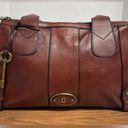 Fossil  Vintage Reissue Weekender Large Distressed Brown Leather Satchel Bag Photo 0