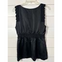 BCBGMAXAZRIA  Women's Sleeveless Smocked Empire Silk Babydoll Top Black Medium Photo 9