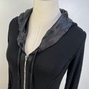 Joseph Ribkoff Vintage  Satin Trim Hoodie Jacket Black Photo 3