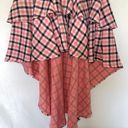 Coral Plaid High Low Skirt Pink Photo 6