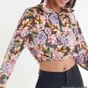 Urban Outfitters  Angela floral fleece quarter zip pullover size medium Photo 1