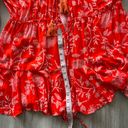 Hello Molly  M Red Floral Flare Sleeve Romper Jumpsuit Photo 4