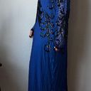 Oleg Cassini Vintage  Blue Beaded Silk Shift Dress Size 14 Photo 3