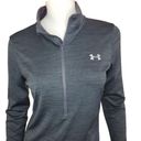 Under Armour  Womens Small 1/4 Zip Long Sleeve Mock Neckline Gray HeatGear Fitted Photo 3