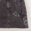 Mango  Women's Black Floral Embroidered A-line Denim Skirt Size XS Photo 2