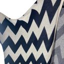 FATE. Chevron Striped Open Front Knit Cardigan Sweater Tassels Cream Black Small Photo 2