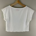 Kappa Women’s White Multicolor Stitch Work Graphic Short Sleeve Cropped Tee Photo 5