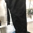 Attention  over the knee boho black suede leather tassel block heel boots sz 8 Photo 6