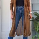 The Row  Long Open Front Cardigan Duster in Brown Linen Blend S / M Photo 13