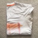 Xersion V-Neck Orange Graphic White Tee Photo 1