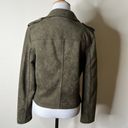 Tahari  Moss Green Faux Suede Moto Jacket Photo 4