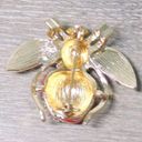 Joan Rivers  Red APPLE BEE PIN Brooch Pave Crystal Rhinestones Green Leaf Enamel Photo 2