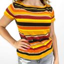 John Paul Richard 90s  Vintage Orange Striped Sequin Beaded Knit Top Photo 0