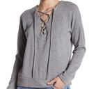 Stateside NEW REVOLVE  Lace-Up Dark Grey Sweatshirt Size M / Medium Photo 8