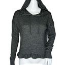 Live Love Dream  Sweatshirt Womens XS Gray Ruffle Hem Hoodie Casual Loungewear Photo 0