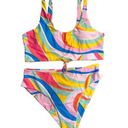 Zaful  Women's XXL Neon Colorful Abstract Print High Waist Swim Bikini Set NWT Photo 0