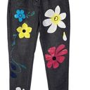 Daisy Y2K Black Denim Button Front High Rise Jeans with  Flowers Medium 28 Waist Photo 0