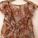 O'Neill  PACSUN Isa Woven Ruffle Floral Tank Top Orange Cream Tropical Boho JRS ? Photo 4