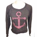 Delia's Cropped Coastal Anchor Sweatshirt Hi Lo Blue Pink Nautical S Photo 1