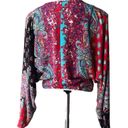 Carole Little  Paisley Boho Blouson Faux Wrap Dolman Sleeve Top, Sz 16 Photo 3