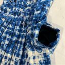 Talbots  Blue Floral Gingham Sleeveless Fit Flare Sleeveless Pockets Dress Size 4 Photo 6