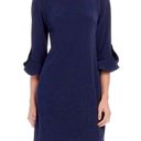 Karl Lagerfeld Paris Navy 3/4 Ruffle Tulip Sleeve Crepe Sheath Dress Women’s 4 Photo 0