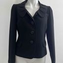 Tahari  Arthur S Levine Black 4 Button Blazer Pleated Collar Womens Petite 6P Photo 5