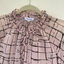 Calvin Klein  Window Ruffle Neck Blouse LARGE Pink Black Photo 2