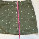 Miami Green denim silver button up daisy printed mini skirt Photo 4