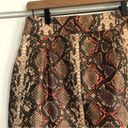 ZARA button front midi pencil skirt faux snake skin print python brown orange Photo 7