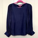 Lilly Pulitzer NEW  Maisel True Navy Long Pleated Balloon Sleeves Preppy Top XS Photo 1