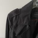 Tahari  Black Ruffle Detail Trench Coat Photo 11