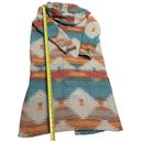 Aztec Tribal Southwest Flannel Blanket Long Jacket Sz L Womans Hood Slit Pockets Blue Size L Photo 3