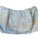 Sans Souci  Baby Blue Embroidered Lace Tube Top Medium Photo 4