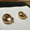 Monet Signed  Matte Gold Tone Hoop Clip-on Clip On Earrings Photo 6