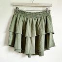 Aerie  Sage Green tiered Ruffle Cotton Boho Mini Skirt sz Medium Photo 2