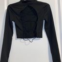 Forever 21 Cropped Open Back Long Sleeve Black Size XS Photo 1