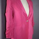 Elizabeth and James NWT  Ruched Sleeve Crepe Heather Blazer in Fuchsia Pink 0 $495 Photo 4