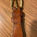 Coach  Vintage Linen Canvas Woven Women Brown Leather Brass Buckle Belt # 3810 Photo 3