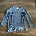 Vintage Havana  Oversized Blue Sweatshirt with plaid embellishments Photo 0