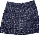 Francesca's  Womens Skirt Size XL Blue Floral Ditzyprint Thin Wale Corduroy Zip Photo 0