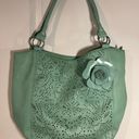 American Eagle Vintage  by Payless Collab Seafoam Green Purse w/ Rose Accent Photo 1