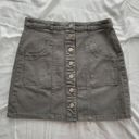 Altar'd State sage green button down denim skirt Photo 1