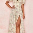 House Of CB ‎ Tallulah Lemon Floral Print Puff Sleeve Midi Sundresss NWT L Photo 6