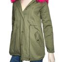 Vera & Lucy  Women’s Size S Green Pink Faux Shearling Lining & Hood Parka Jacket Photo 1