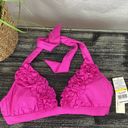 Kenneth Cole  Hot Pink Ruffle Padded Swim Bikini Bathing Suit Top NEW M Photo 1