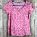 Carolyn Taylor  Small Short Sleeve Scoop Neck Floral Pink Top Photo 0