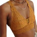 Aerie  Large AE Eyelash Gold Lace Padded Plunge Bralette Adjustable Straps Photo 0