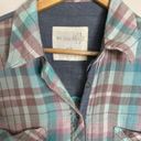 We The Free  Womens Button Up Shirt Blue Plaid Long Sleeve Collar Stretch SP Photo 1